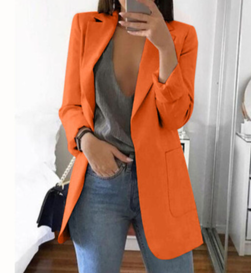 Trendy Ladies Blazer Vest - Elise-Orange-S-Nora Luxe