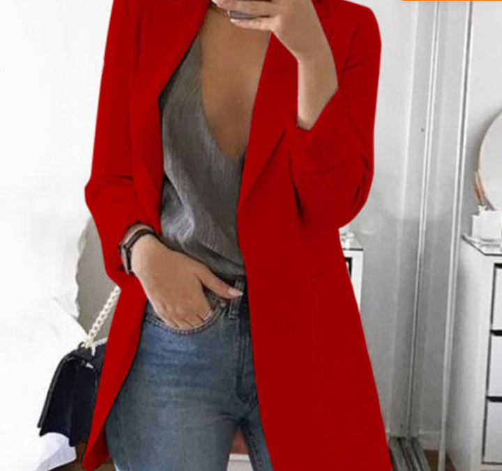 Trendy Ladies Blazer Vest - Elise-Red-S-Nora Luxe