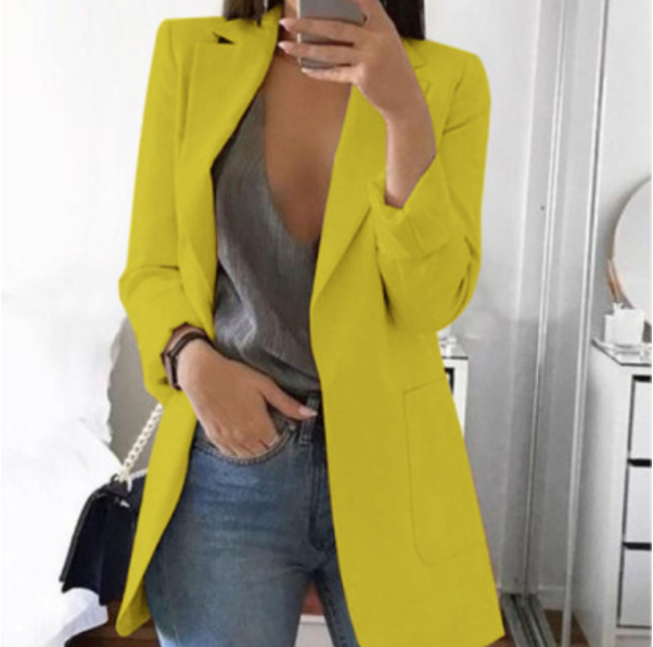Trendy Ladies Blazer Vest - Elise-Yellow-S-Nora Luxe