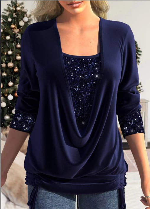 Trendy Ladies Blouse – Elin-Dark blue-S-The Livary