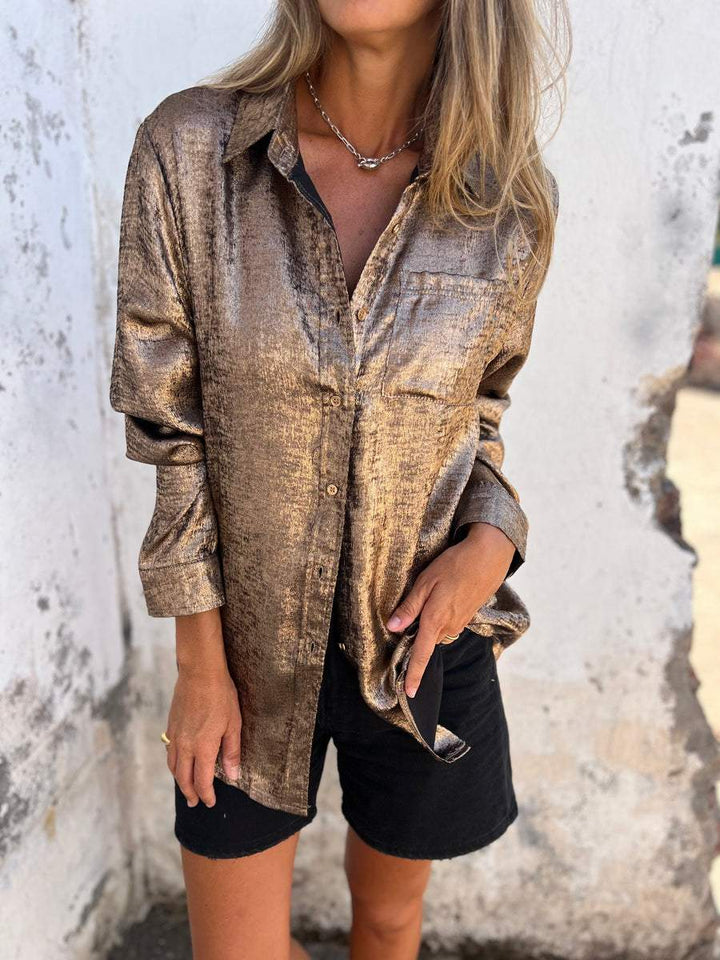 Trendy Ladies Blouse - Evelyn-Golden Brown-S-Nora Luxe