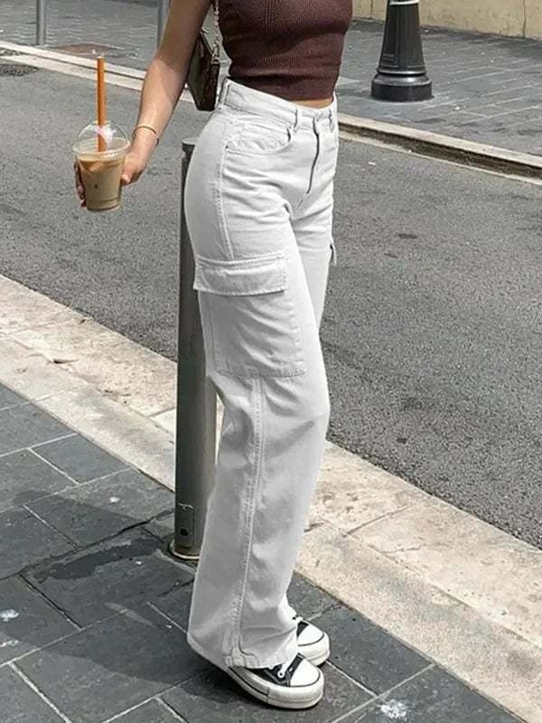 Trendy Ladies Cargo Jeans - Nova-Olive Green-XS-Nora Luxe