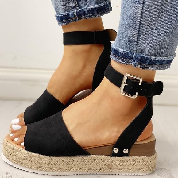 Trendy Ladies Espadrille Summer Sandals - Liv-Black-35-The Livary