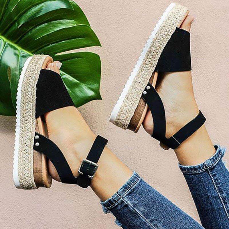Trendy Ladies Espadrille Summer Sandals - Liv-Black-35-The Livary