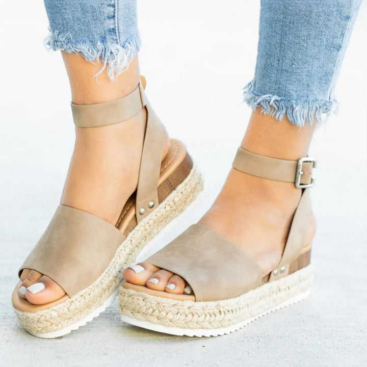 Trendy Ladies Espadrille Summer Sandals - Liv-Khaki-35-The Livary