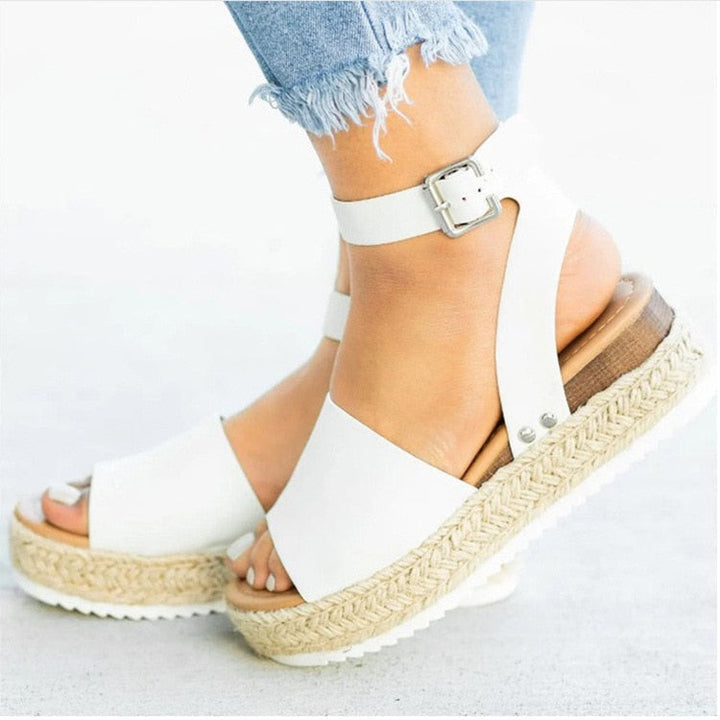 Trendy Ladies Espadrille Summer Sandals - Liv-White-35-The Livary