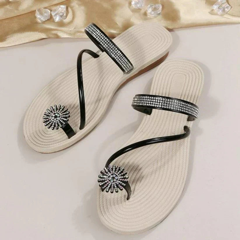 Trendy Ladies Sandals with Unique Snowflake Detail – Arluna-Black-3-State of Style