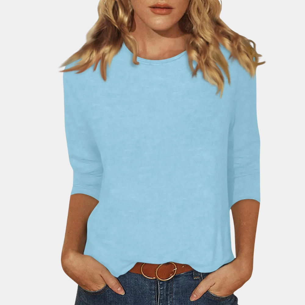 Trendy Ladies Shirt with Long Sleeves - Livia-Blue-S-Nora Luxe