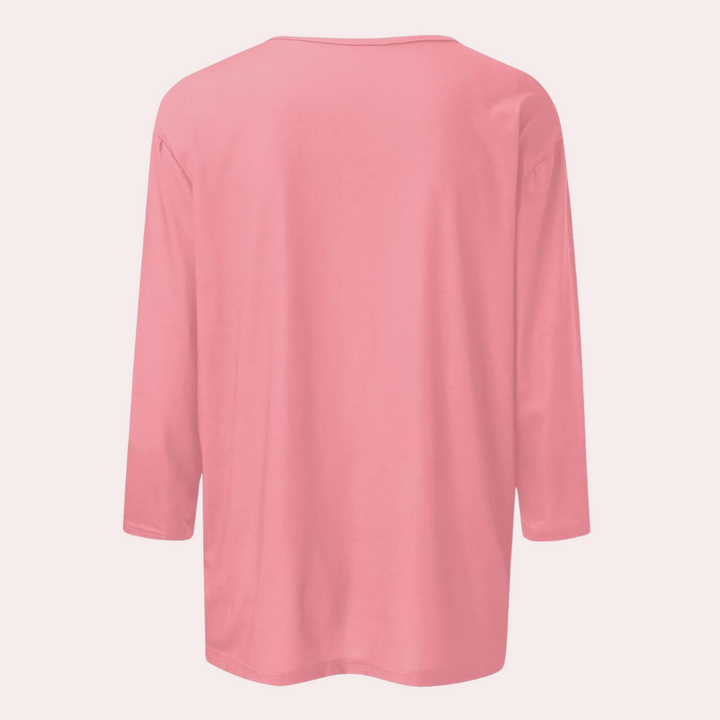 Trendy Ladies Shirt with Long Sleeves - Livia-Pink-S-Nora Luxe