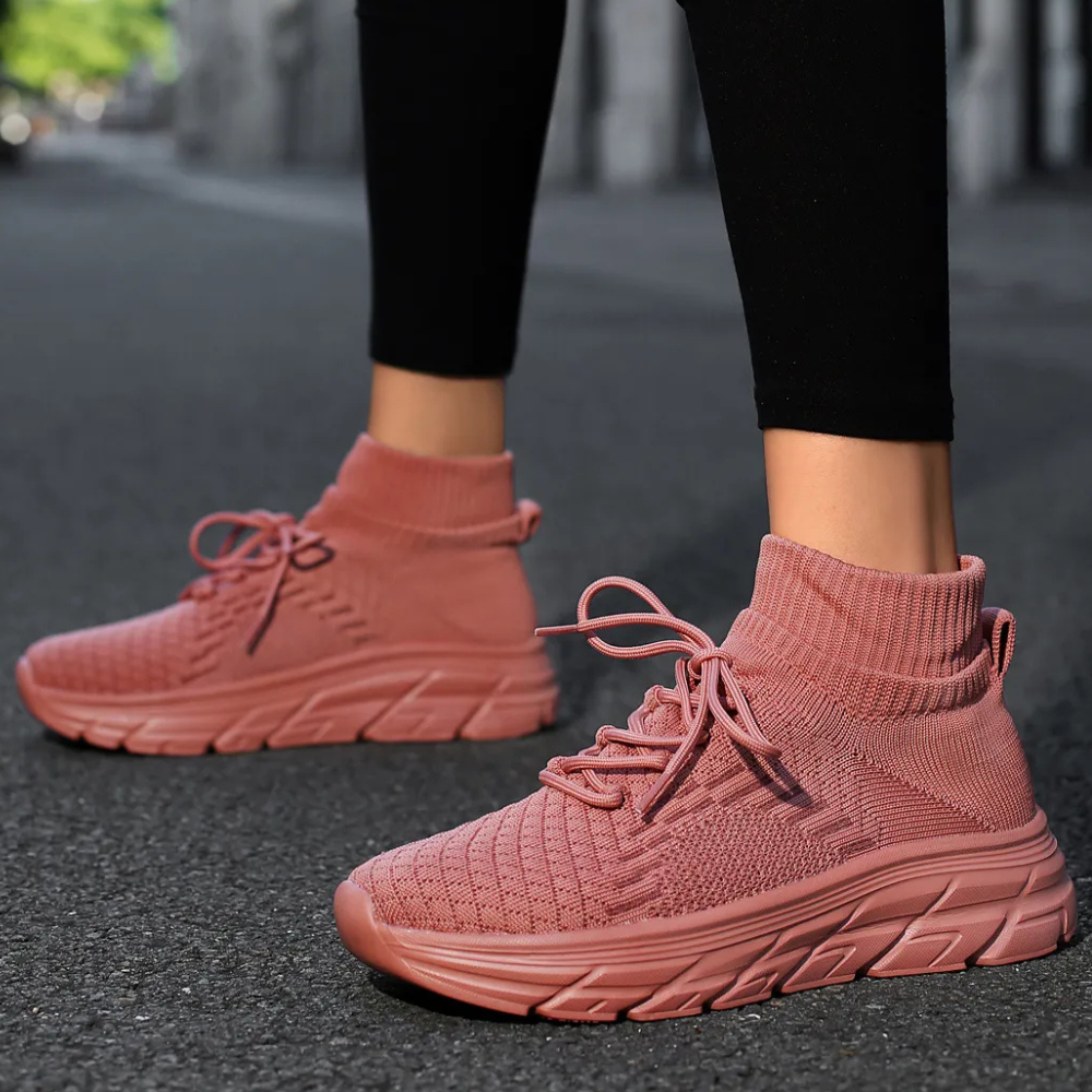 Trendy Ladies Sneakers - Elara-Dark red-5-Nora Luxe