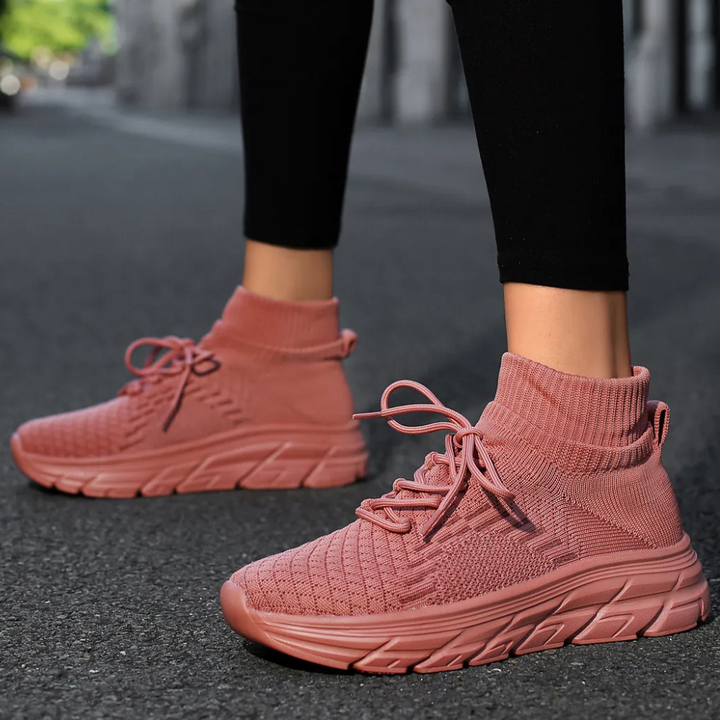 Trendy Ladies Sneakers - Elara-Dark red-5-Nora Luxe