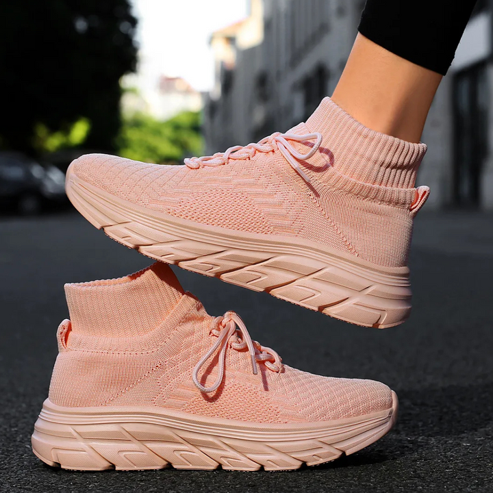 Trendy Ladies Sneakers - Elara-Peach-5-Nora Luxe