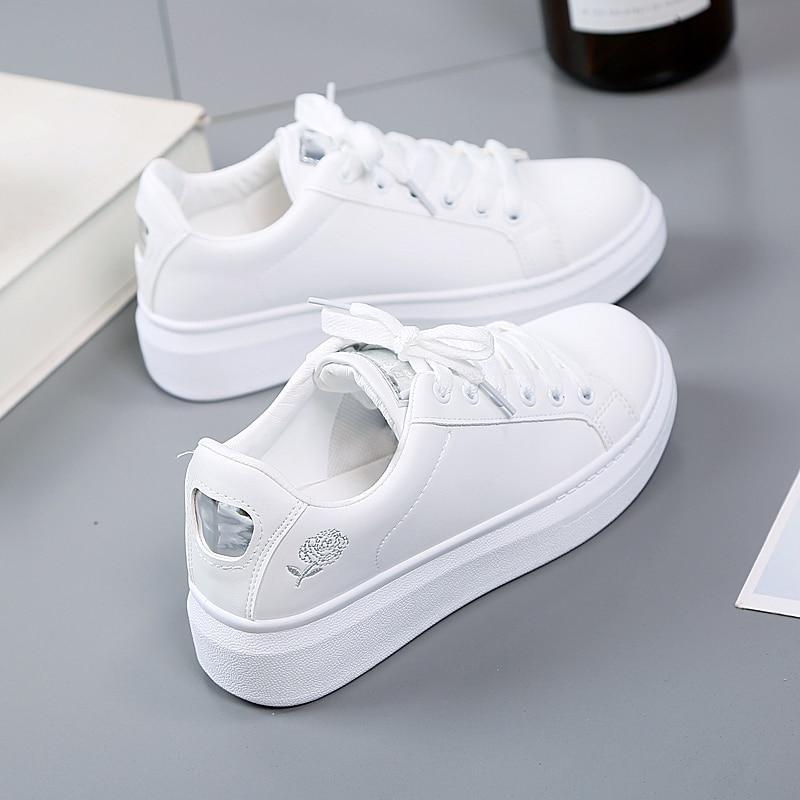 Trendy ladies' sneakers made of synthetic leather with metallic accents – Norell-White - Silver-3-Nora Luxe