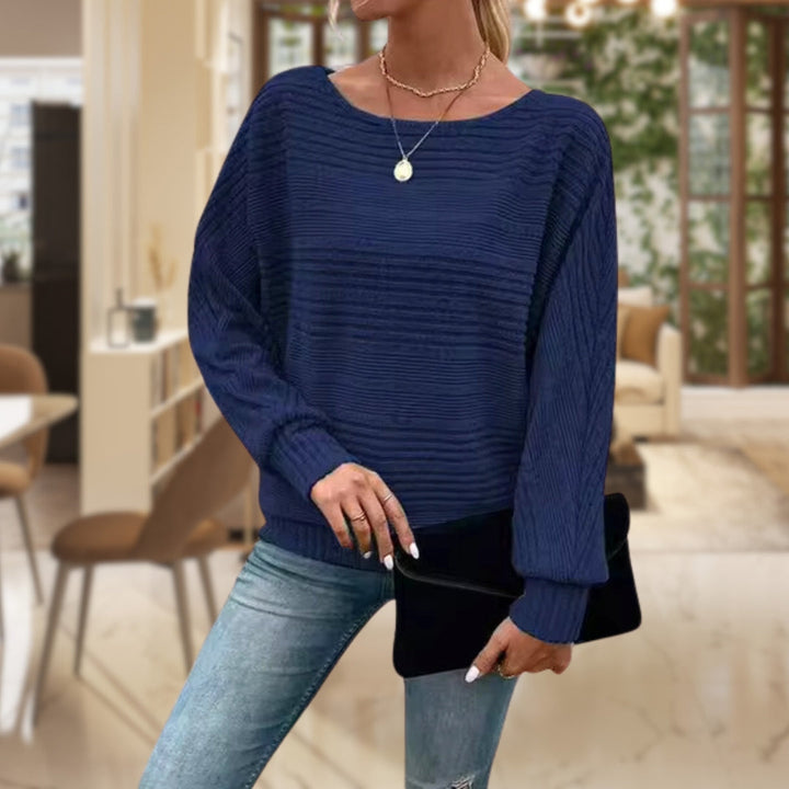 Trendy Ladies' Sweater with Contemporary Texture - Emma-Blue-S-Nora Luxe