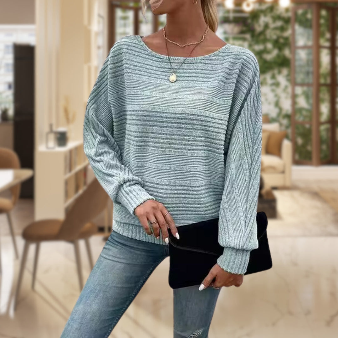Trendy Ladies' Sweater with Contemporary Texture - Emma-Light Blue-S-Nora Luxe