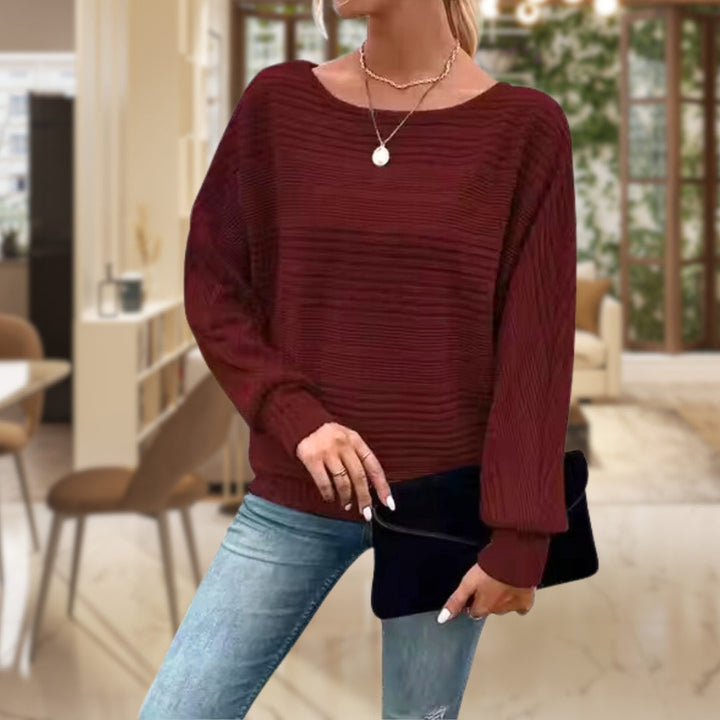 Trendy Ladies' Sweater with Contemporary Texture - Emma-Red-S-Nora Luxe