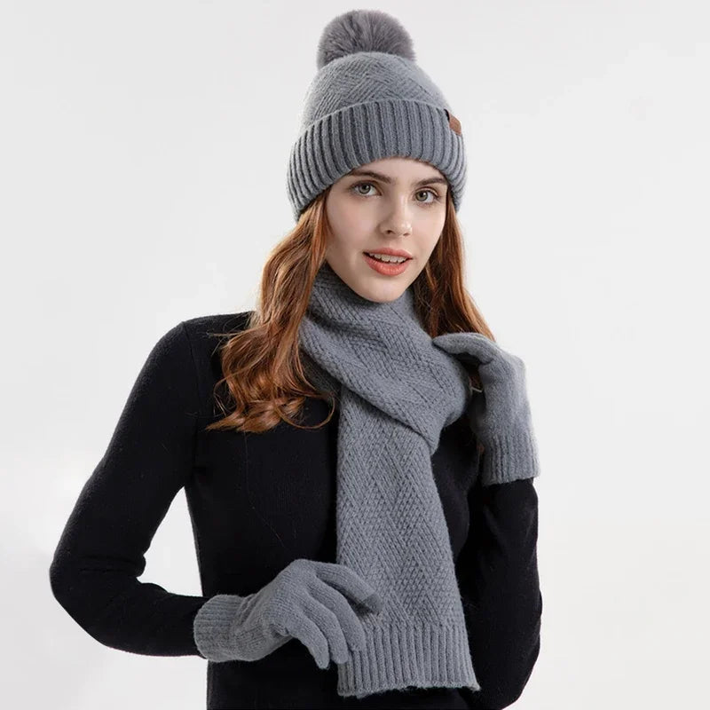 Trendy Ladies Winter Beanie Set - Lara-Gray-Nora Luxe