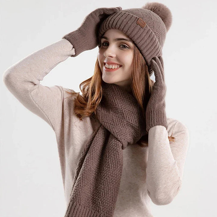 Trendy Ladies Winter Beanie Set - Lara-Khaki-Nora Luxe