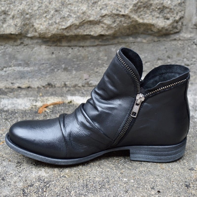 Trendy Leather Ankle Boots - Eva-Black-2.5-Nora Luxe