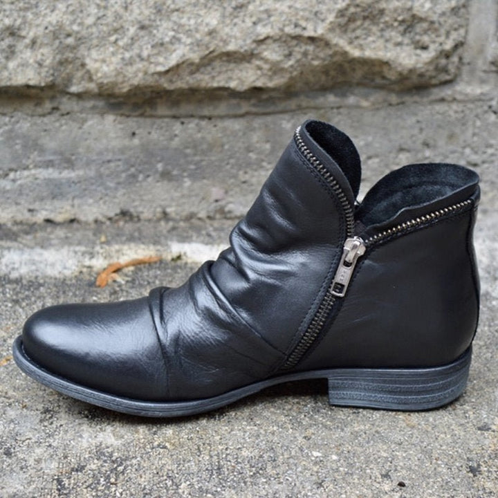 Trendy Leather Ankle Boots - Eva-Black-2.5-Nora Luxe