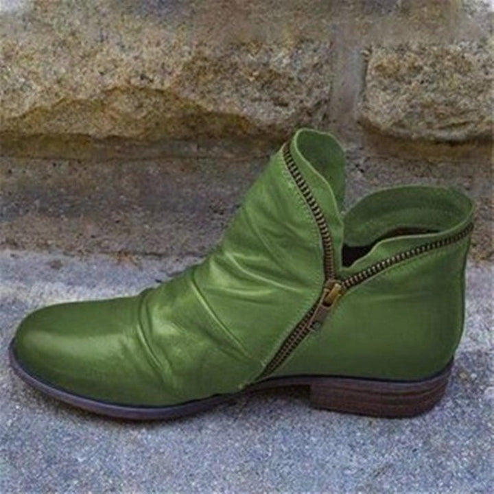 Trendy Leather Ankle Boots - Eva-Green-2.5-Nora Luxe