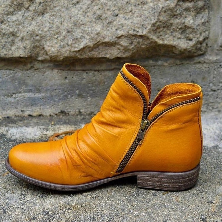 Trendy Leather Ankle Boots - Eva-Orange-2.5-Nora Luxe