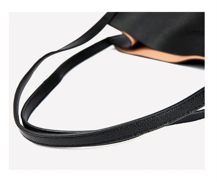 Trendy Leather Shoulder Bag - Mila-Black-The Livary