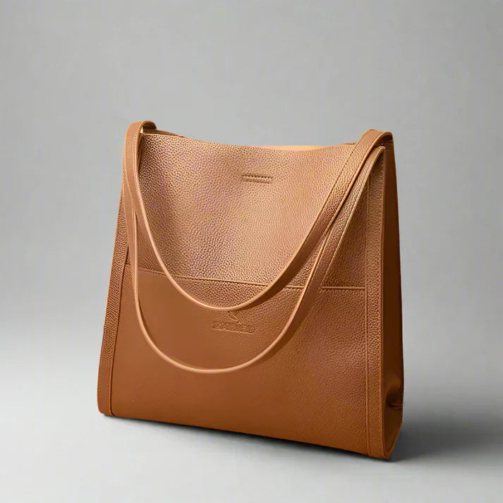 Trendy Leather Shoulder Bag - Mila-Brown-The Livary