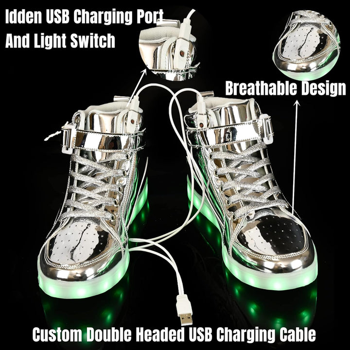 Trendy LED Sneakers with Rechargeable Lighting - LumaBoost-Black-2.5-Nora Luxe