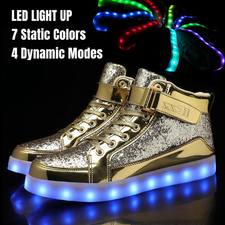 Trendy LED Sneakers with Rechargeable Lighting - LumaBoost-Black-2.5-Nora Luxe