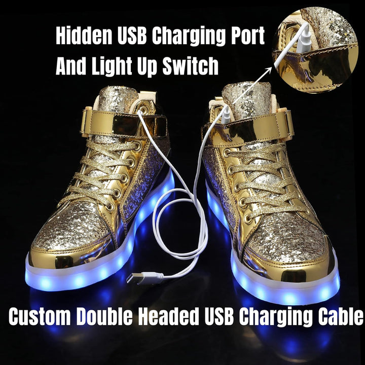 Trendy LED Sneakers with Rechargeable Lighting - LumaBoost-Black-2.5-Nora Luxe