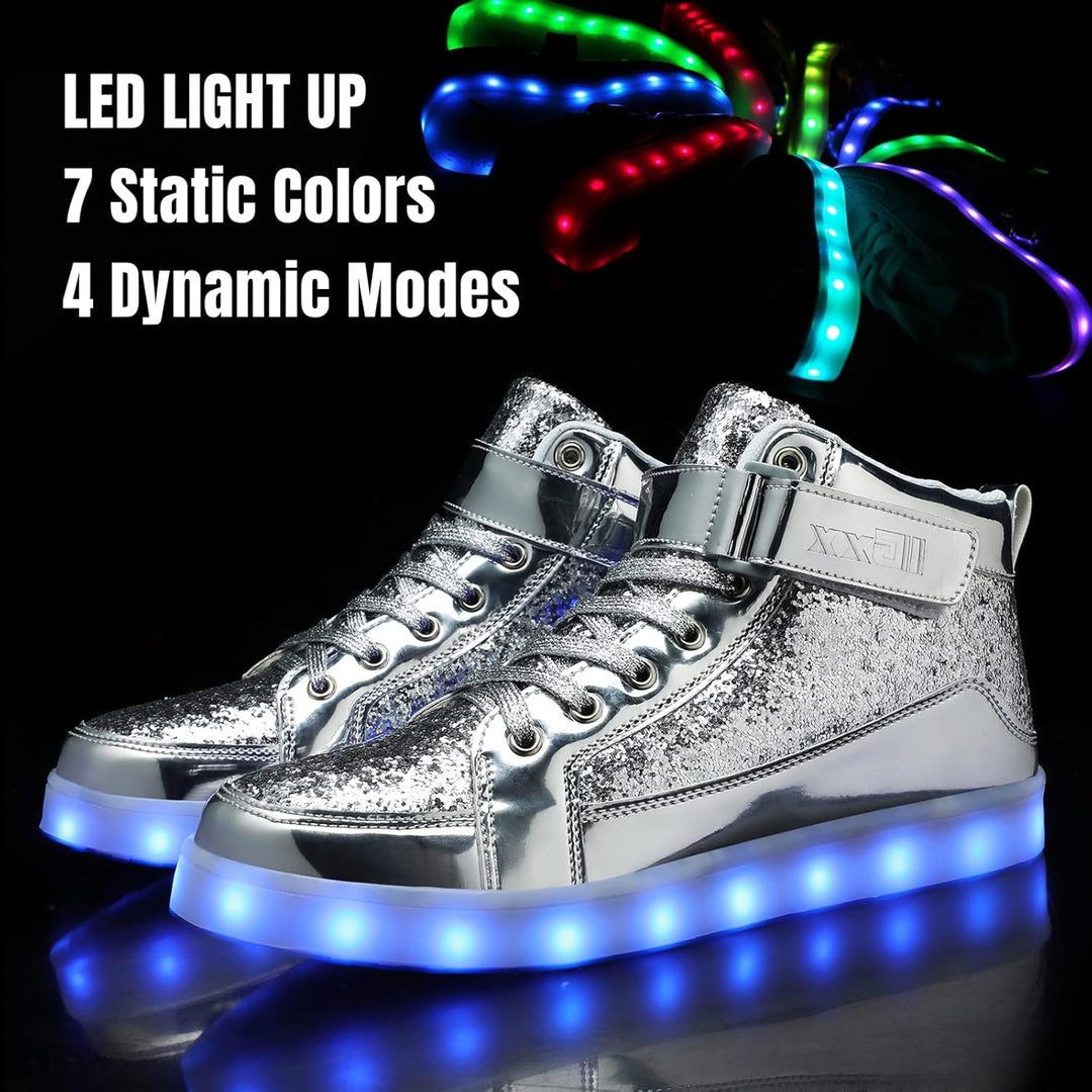 Trendy LED Sneakers with Rechargeable Lighting - LumaBoost-Black-2.5-Nora Luxe