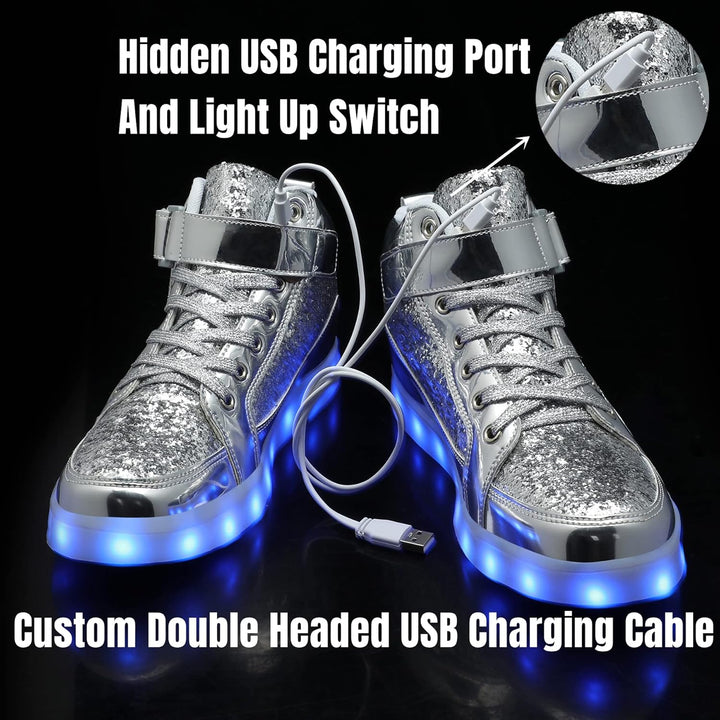 Trendy LED Sneakers with Rechargeable Lighting - LumaBoost-Black-2.5-Nora Luxe