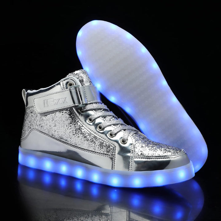 Trendy LED Sneakers with Rechargeable Lighting - LumaBoost-Black-2.5-Nora Luxe