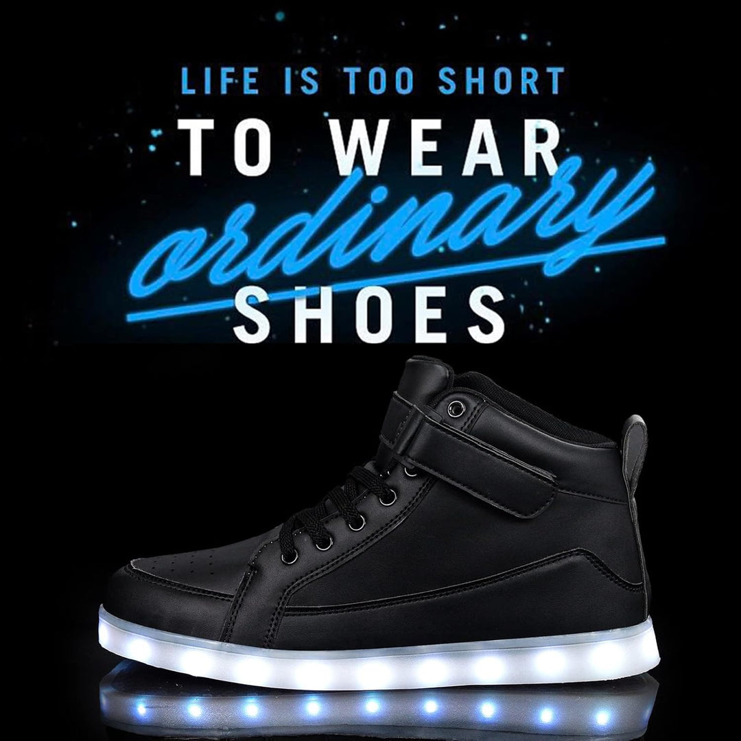 Trendy LED Sneakers with Rechargeable Lighting - LumaBoost-Black-2.5-Nora Luxe