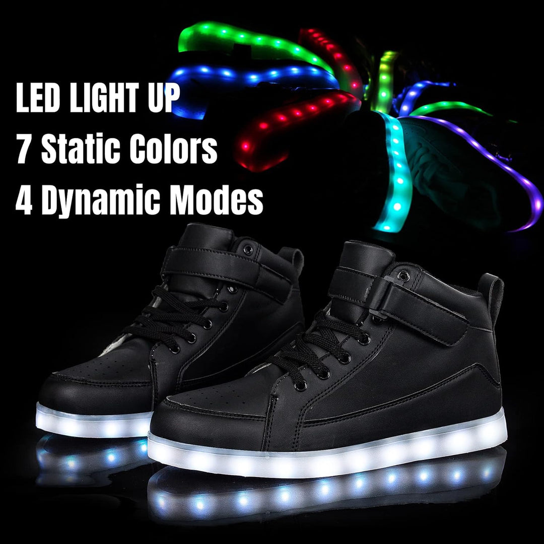 Trendy LED Sneakers with Rechargeable Lighting - LumaBoost-Black-2.5-Nora Luxe