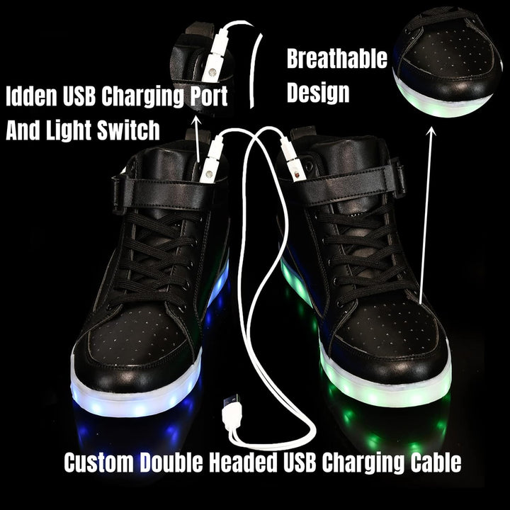Trendy LED Sneakers with Rechargeable Lighting - LumaBoost-Black-2.5-Nora Luxe
