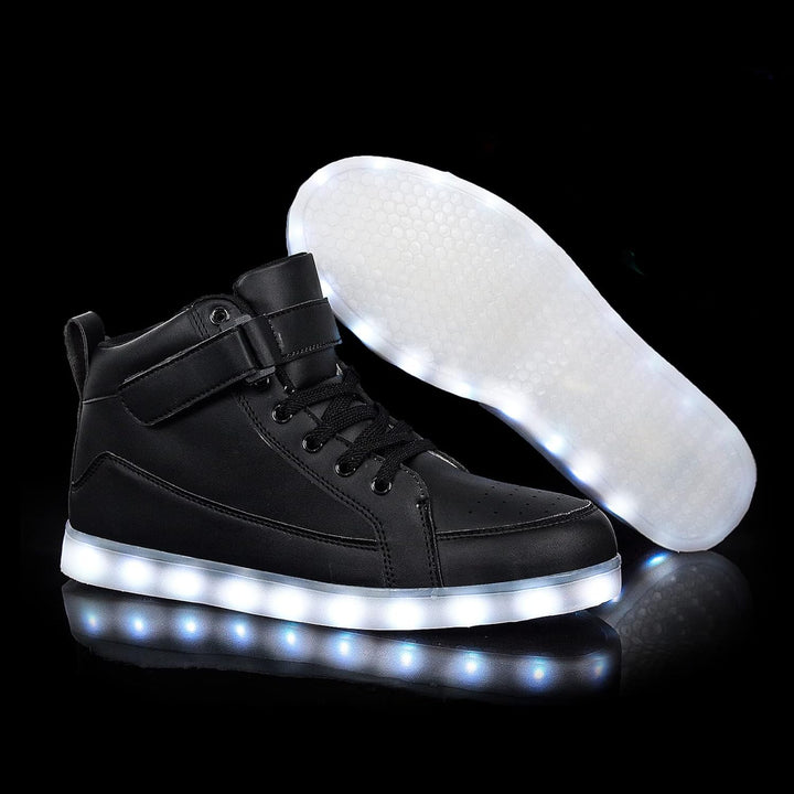 Trendy LED Sneakers with Rechargeable Lighting - LumaBoost-Black-2.5-Nora Luxe