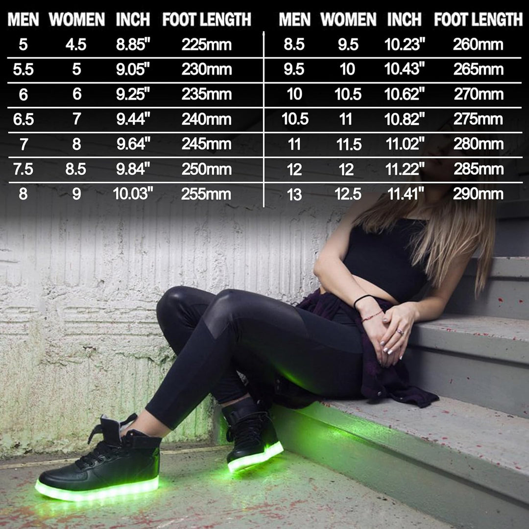 Trendy LED Sneakers with Rechargeable Lighting - LumaBoost-Black-2.5-Nora Luxe