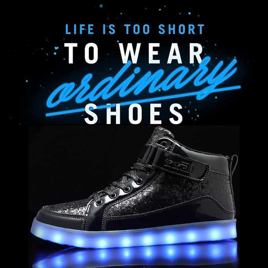 Trendy LED Sneakers with Rechargeable Lighting - LumaBoost-Black-2.5-Nora Luxe