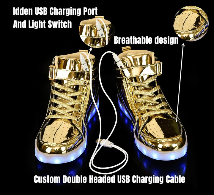 Trendy LED Sneakers with Rechargeable Lighting - LumaBoost-Black-2.5-Nora Luxe