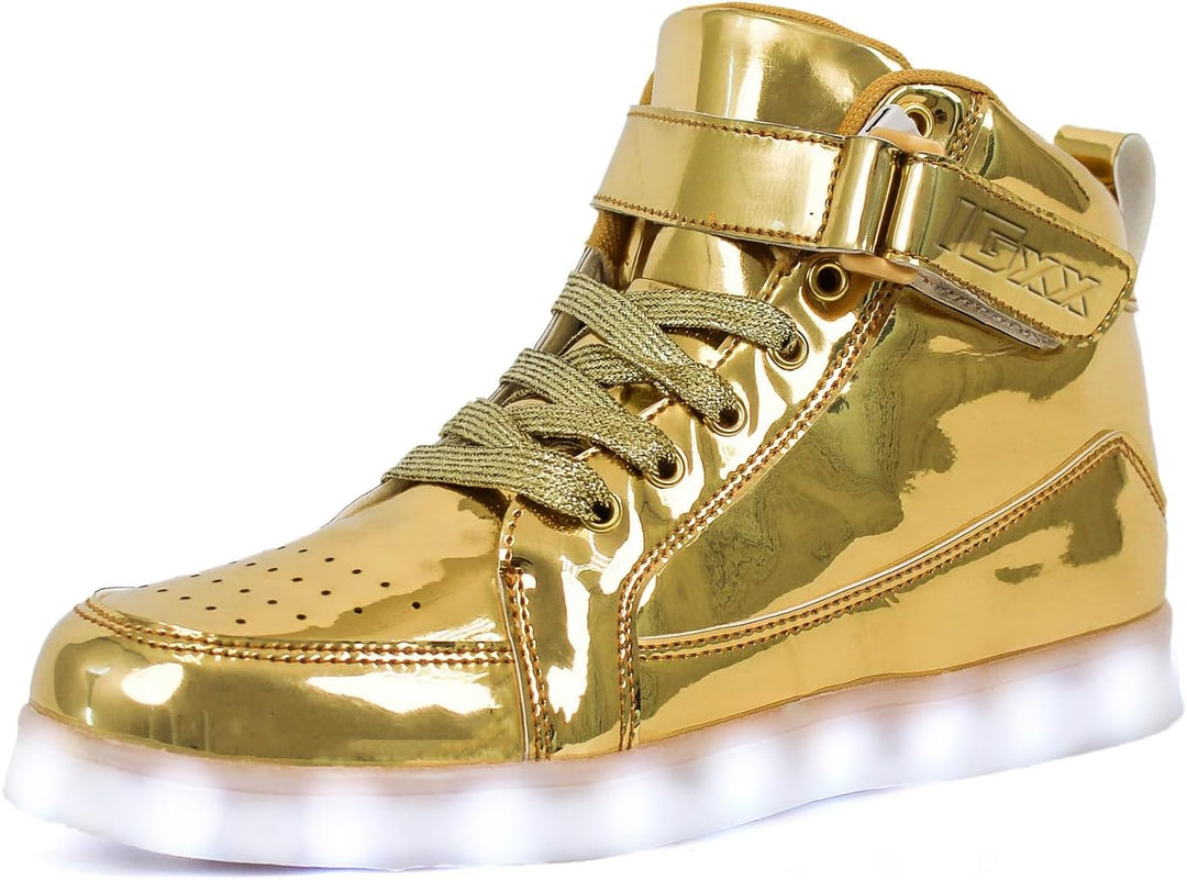 Trendy LED Sneakers with Rechargeable Lighting - LumaBoost-Gold-2.5-Nora Luxe