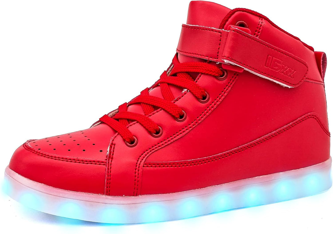 Trendy LED Sneakers with Rechargeable Lighting - LumaBoost-Red-2.5-Nora Luxe