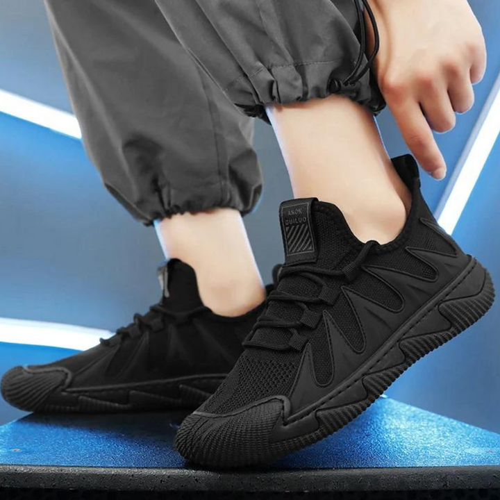 Trendy Lightweight and Breathable Men's Sneakers - Black-Black-6-Nora Luxe