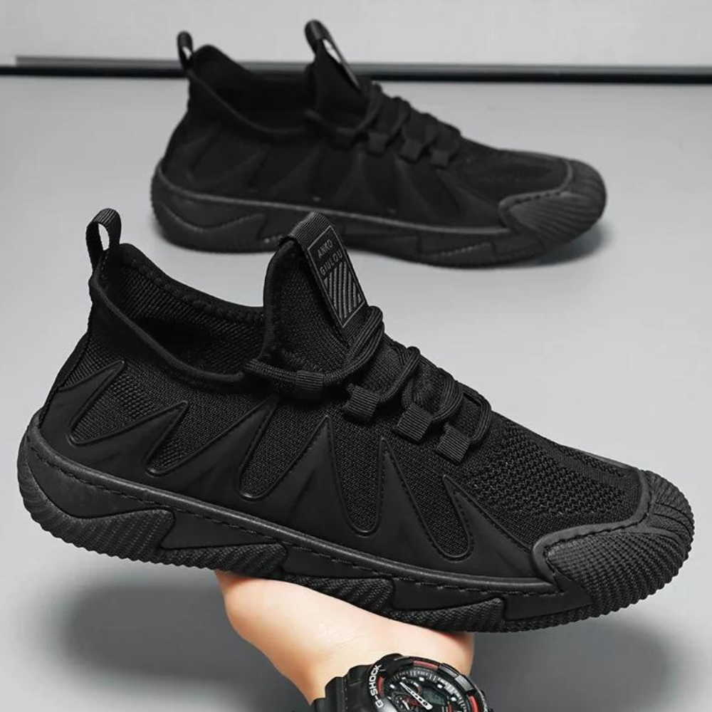 Trendy Lightweight and Breathable Men's Sneakers - Black-Black-6-Nora Luxe