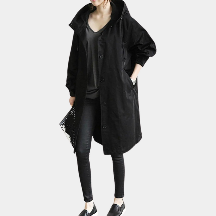 Trendy Long Ladies Jacket - Alessia-Black-XS-Nora Luxe