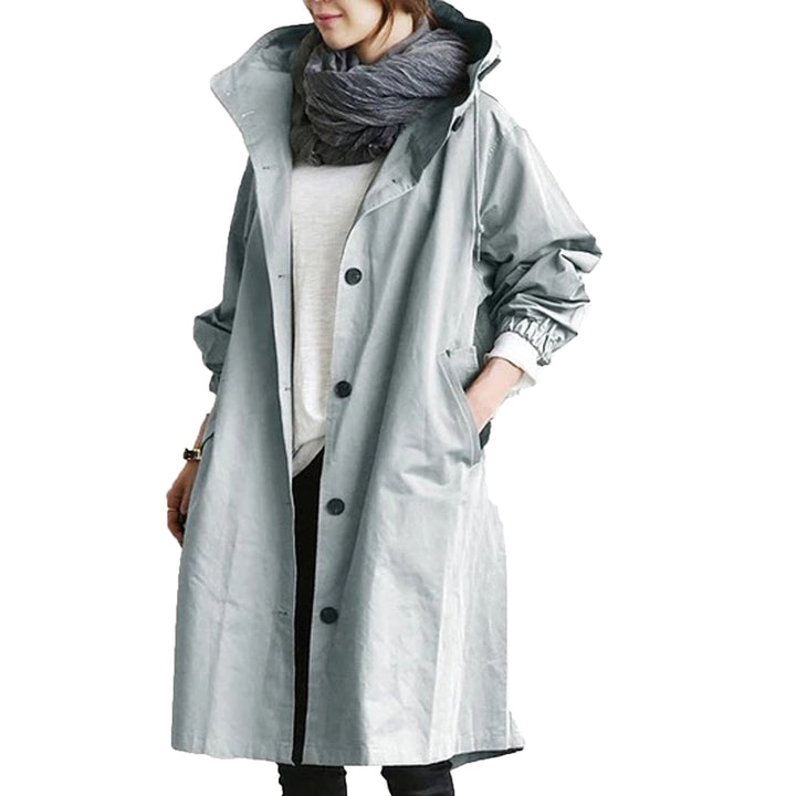 Trendy Long Raincoat for Women - Elise-Light blue-S-Nora Luxe
