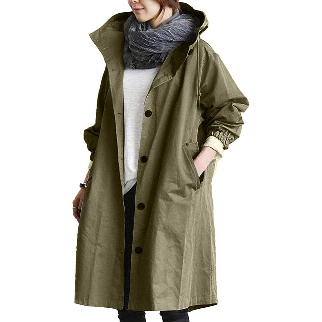 Trendy Long Raincoat for Women - Elise-Olive green-S-Nora Luxe