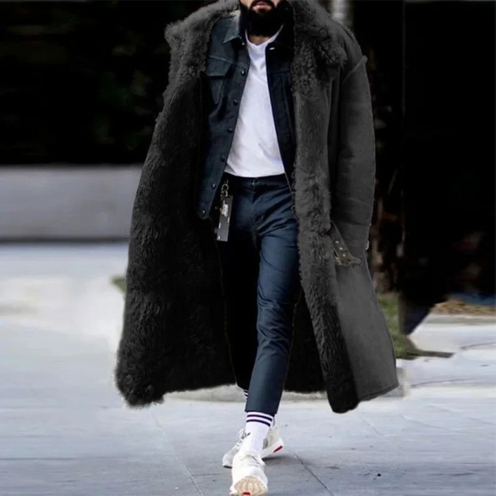 Trendy Long Warm Winter Coat for Men - Matteo-Black-S-Nora Luxe