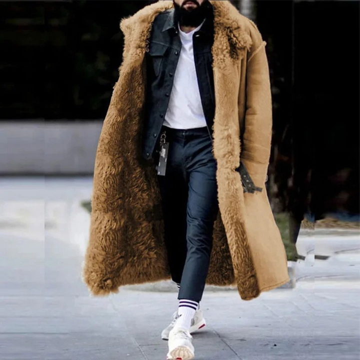 Trendy Long Warm Winter Coat for Men - Matteo-Brown-S-Nora Luxe